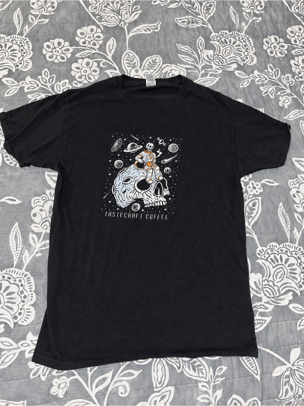 Black Graphic Tee - Astronaut Skull Design